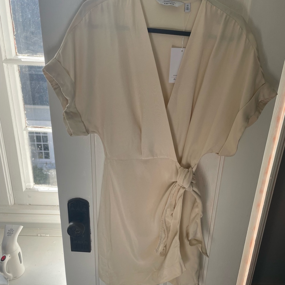 &Other Stories Cream Wrap Dress